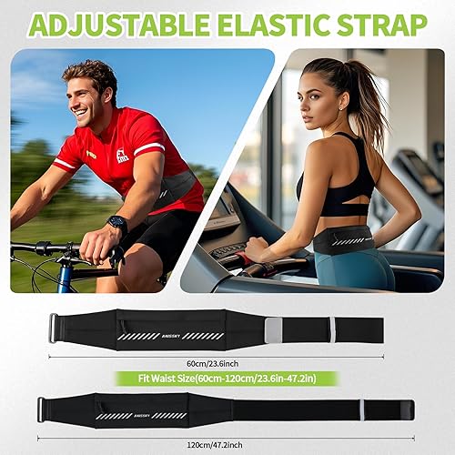 Miniatura 3 de Cangurera delgada para correr para hombres y mujeres, soporte para teléfono para correr, riñonera, cinturón de dinero con 3 bolsas separadas para