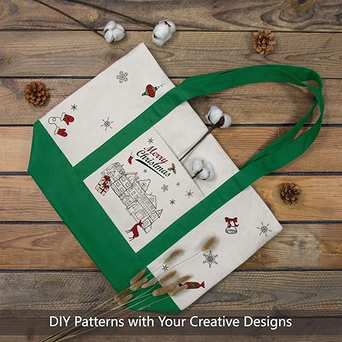 Miniatura 3 de TOPDesign Paquete de 1 bolsa de lona con bolsillo externo, bolsa de compras reutilizable para comestibles, cierre de cremallera superior, artículos