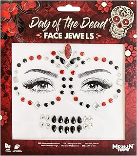 Face Jewels by Moon Terror - Festival Face Body Gems, SFX Make up, Crystal Make up Eye Glitter Stickers, Temporary Tattoo Jewels, Special Effects Make up (Day of the Dead)