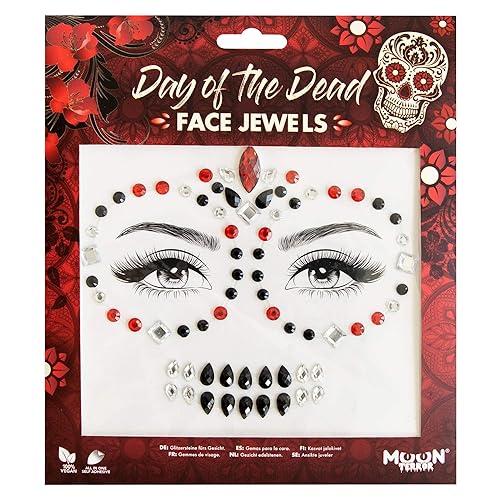 Miniatura 10 de Joyas faciales de Moon Terror  Gemas para el cuerpo de la cara, maquillaje SFX, calcomanías de cristal con purpurina para ojos, joyas temporales de