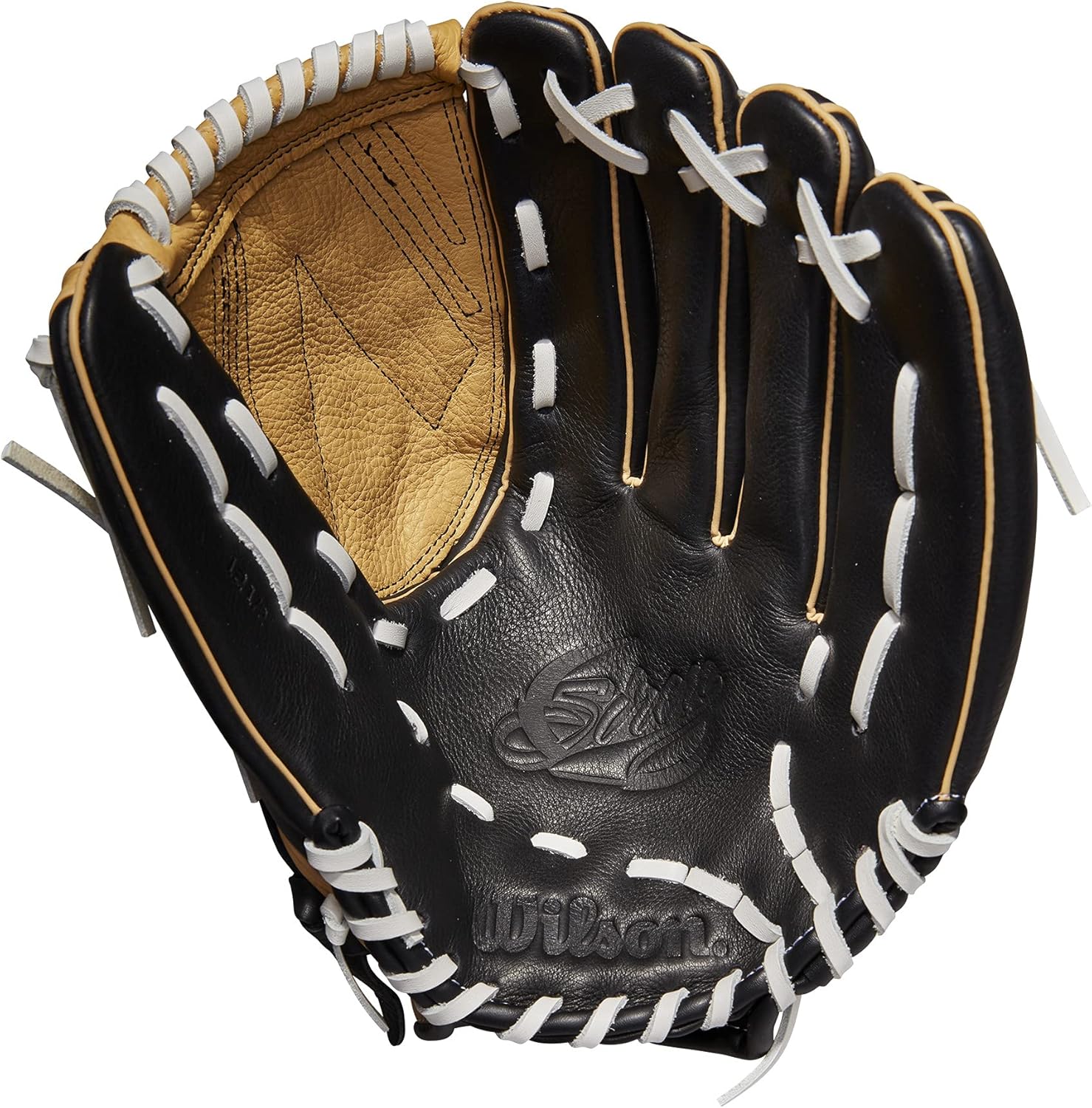 Wilson 2022 A500 Siren 12.5" Fastpitch Outfield Glove - Left Hand Throw, Black/Blonde/Yellow