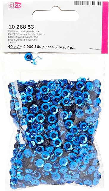 Efco 1026853 Sequins Round Cupped ø 6 mm 40 g / ~ 4.000 pcs. Blue