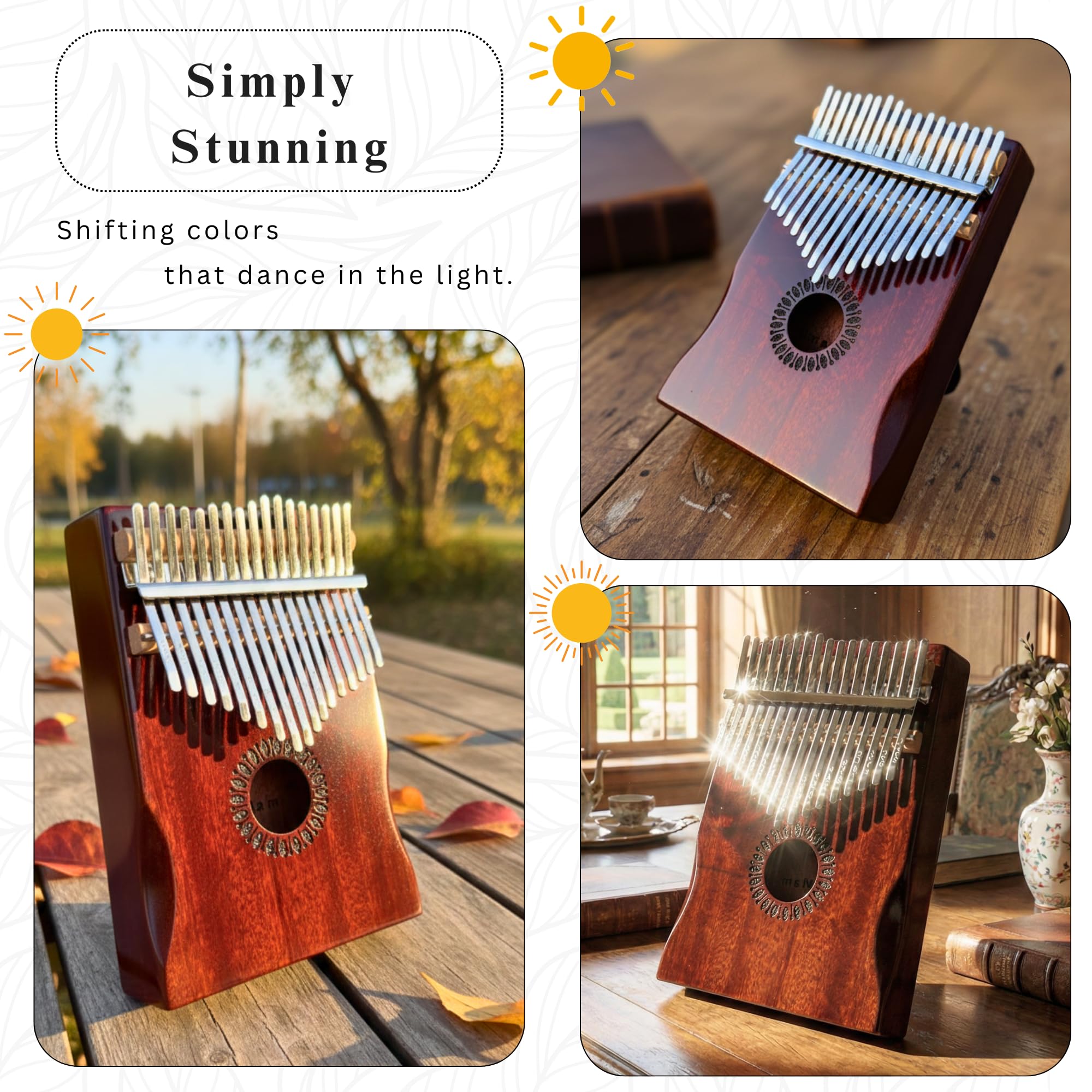 Newlam Kalimba Daumenklavier 17 Tasten Musikinstrument, Fingerklavier Instrument Klaviergeschenk für Kinder und Erwachsene Anfänger