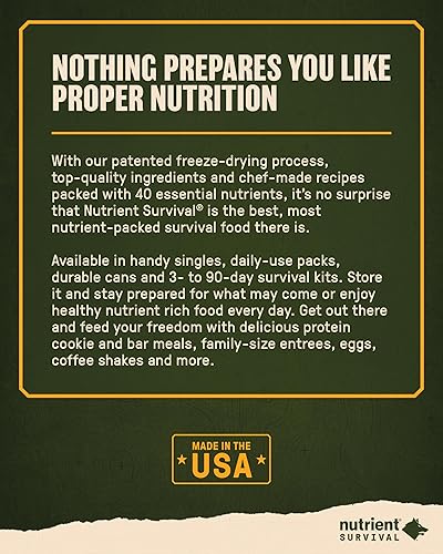 Miniatura 9 de Nutrient Survival Batido de proteínas, vainilla cremosa, proteína de suero en polvo, suministros de preparación liofilizada y alimentos de