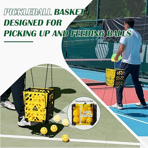 Miniatura 2 de Coleccionista de pelota de tenis de doble función, 60 pelotas de tenis con capacidad de 40 pelotas de pickleball, parte superior ligera de pelota de