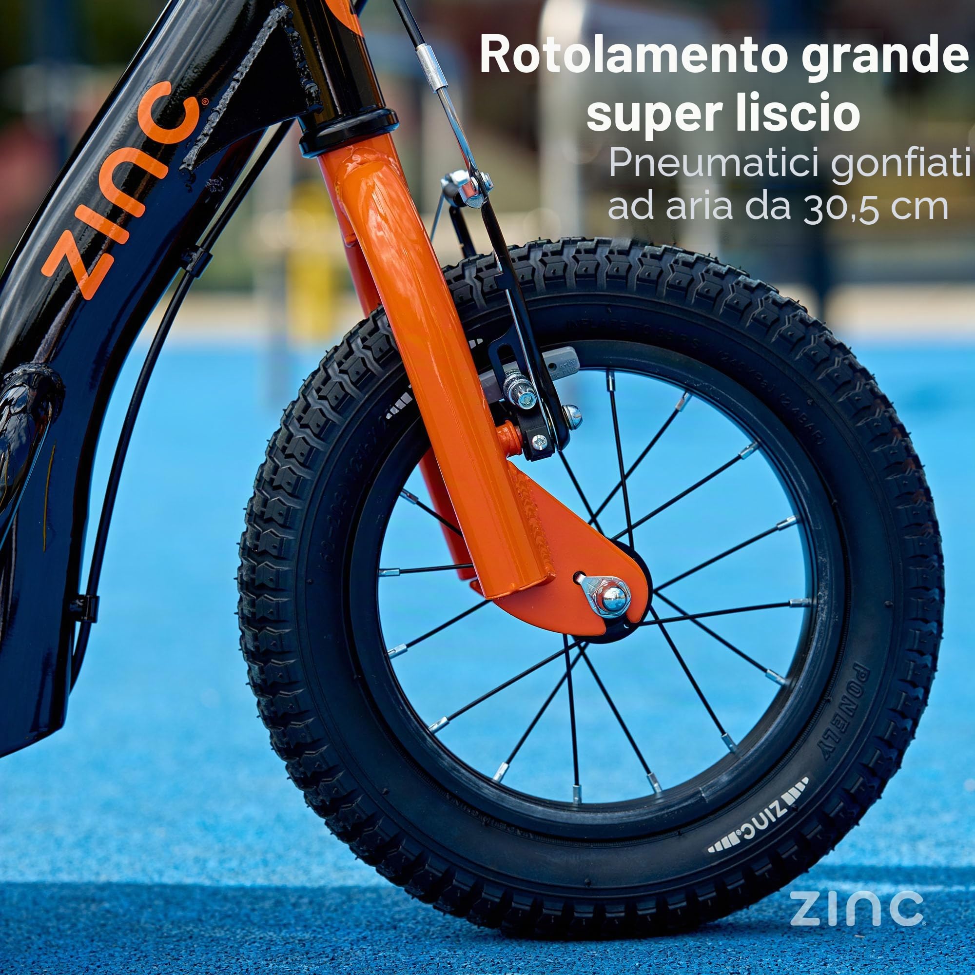 Zinc BMX Scooter for Kids Ages 6+ – 12 Inch Big Wheel Stunt Scooters with 360 Degree Handlebar Spin, Height Adjustable, Front & Rear Brakes, Steel Frame, Off-Road Tyres