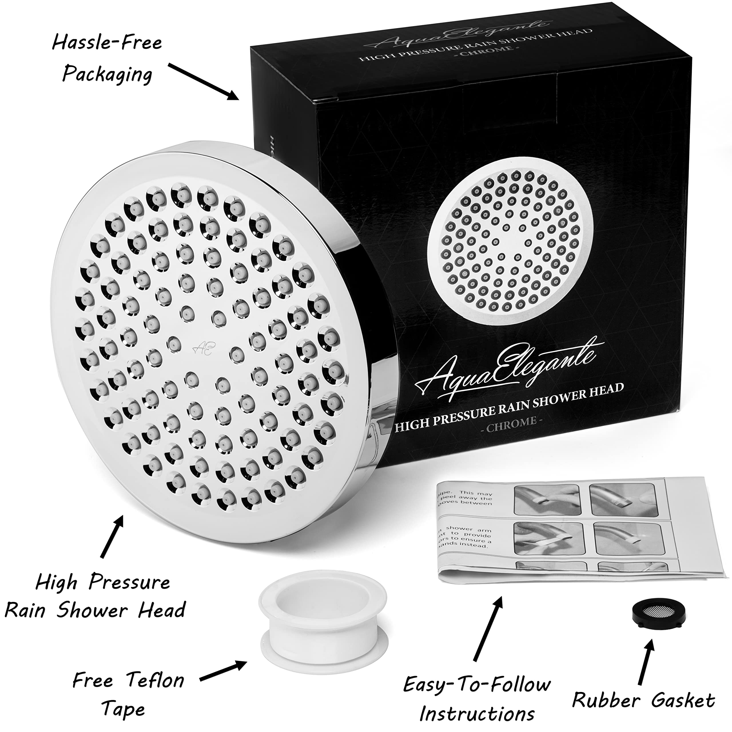Snapklik.com : Aqua Elegante High Pressure Rain Shower Head - 6 Inch ...