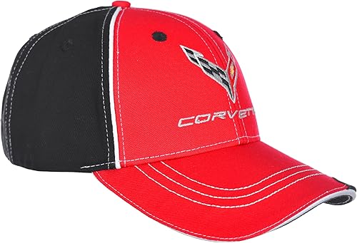 Miniatura 2 de JH DESIGN GROUP Men's Chevy Corvette C8 Logo Cap Adjustable Red & Black Hat Rojo & negro