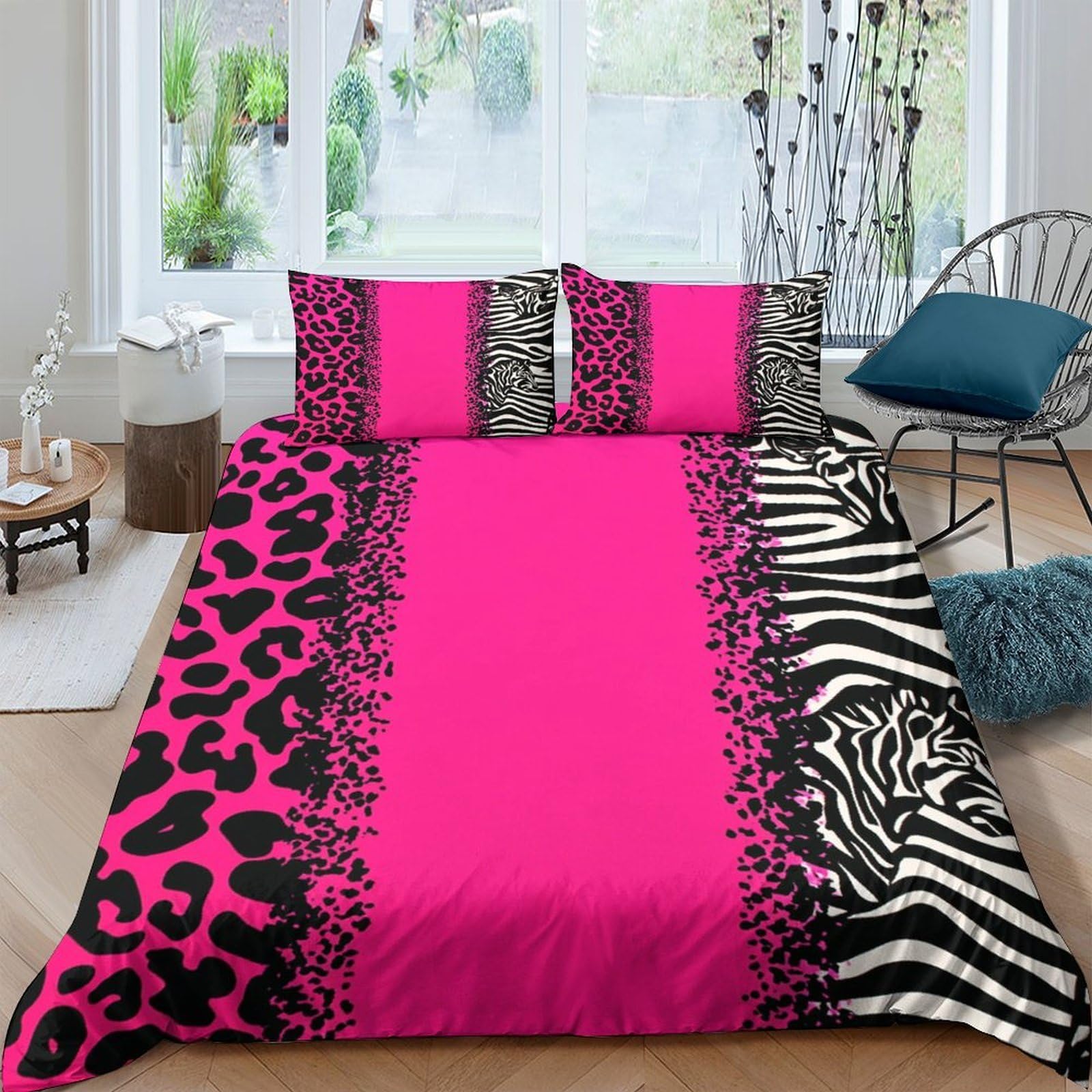 Ctjqhvkz Style-8 3D Printed Pink Leopard Fitted Sheet Microfiber Soft Zebra Stripe Mattress Cover For Bedroom Dorm Decorative Protection Single（135X200cm）