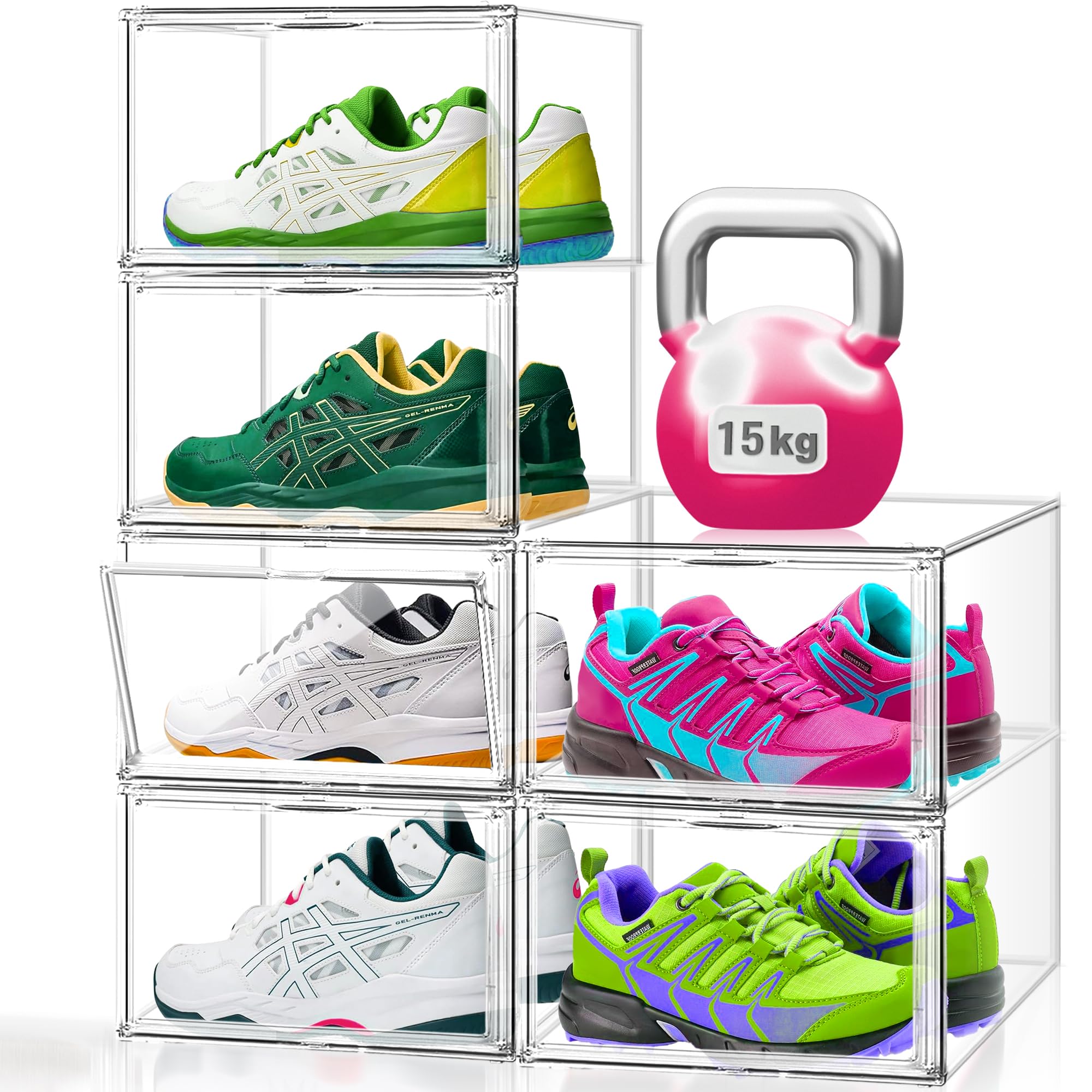 EZJOB 5 Pack Clear Stackable Acrylic Shoe Storage Boxes for Trainers โ image 1