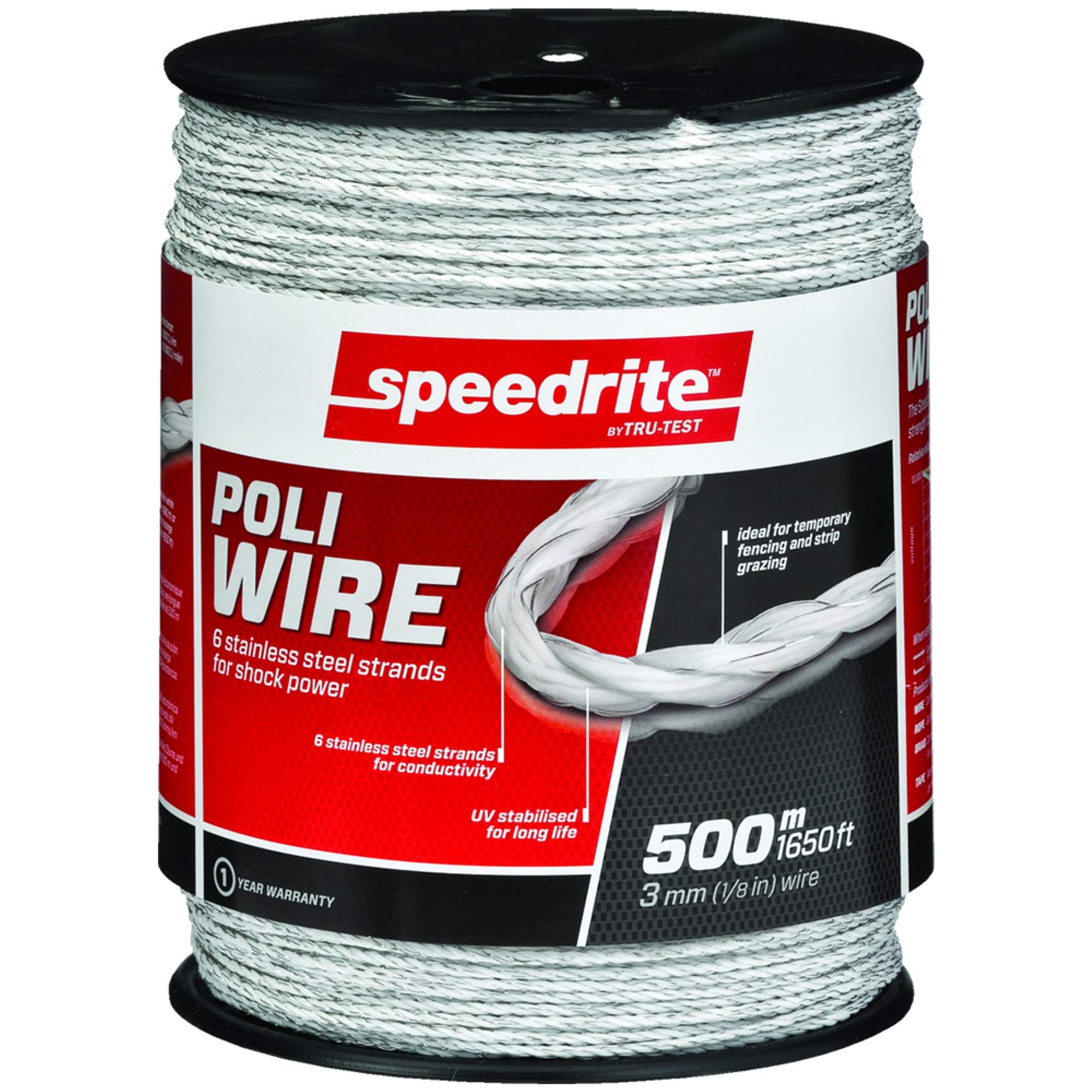 Speedrite Polywire Roll Stainless Steel Flexible Woven Easy Handling White 1650 ft