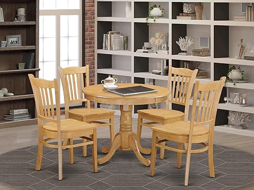 Miniatura 20 de East West Furniture ANGR3-LWH-W Juego de mesa y sillas de cocina de 3 piezas contiene una mesa de comedor redonda con pedestal y 2 sillas de asiento