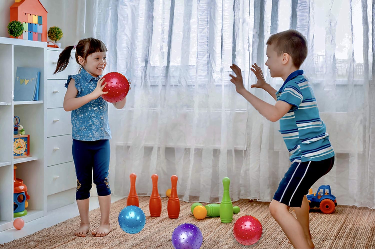 Knobby Balls - (Pack of 6) Bulk 7 Inch Sensory Balls and Spiky Massage Stress Balls, with Pump, Fun Bouncy Ball Party Favors, Stocking Stuffers for Kids, Toddlers by Bedwina : Sports & Outdoors