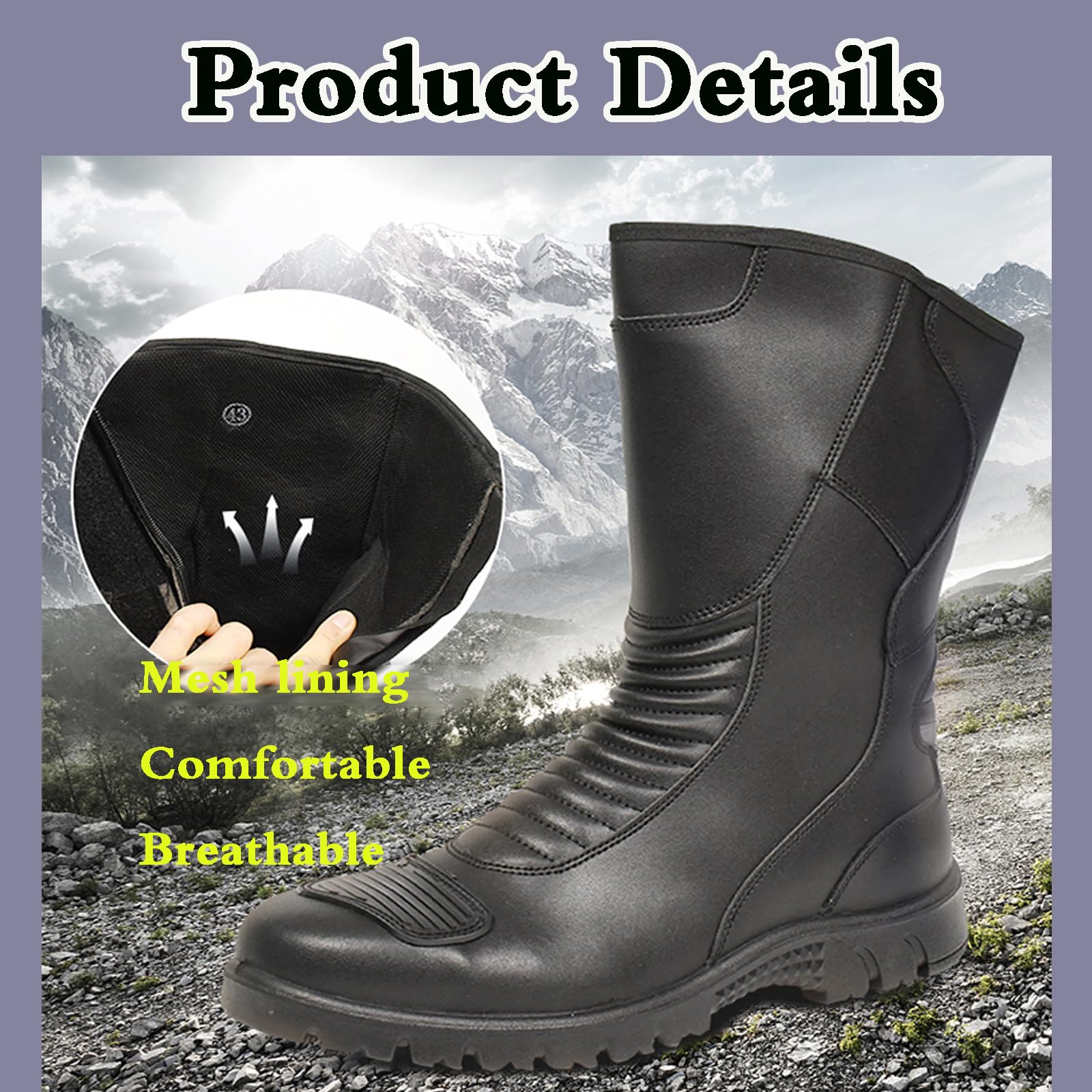Scarpe Casual Antiscivolo da Moto,Stivali da Moto Uomo,Scarpe da Moto da Strada,Stivali da Moto,Traspirante,Impermeabile,Antiscivolo,per la Moto,l'escursionismo,Il Lavoro o Il Libero
