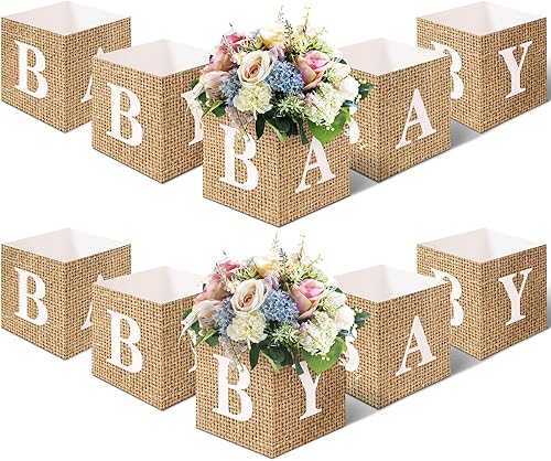 Jetec 10 piezas de cajas de centro de mesa para baby shower de 7 x 7 x 7 pulgadas, decoraciones para fiesta de baby shower, exhibición de mesa con