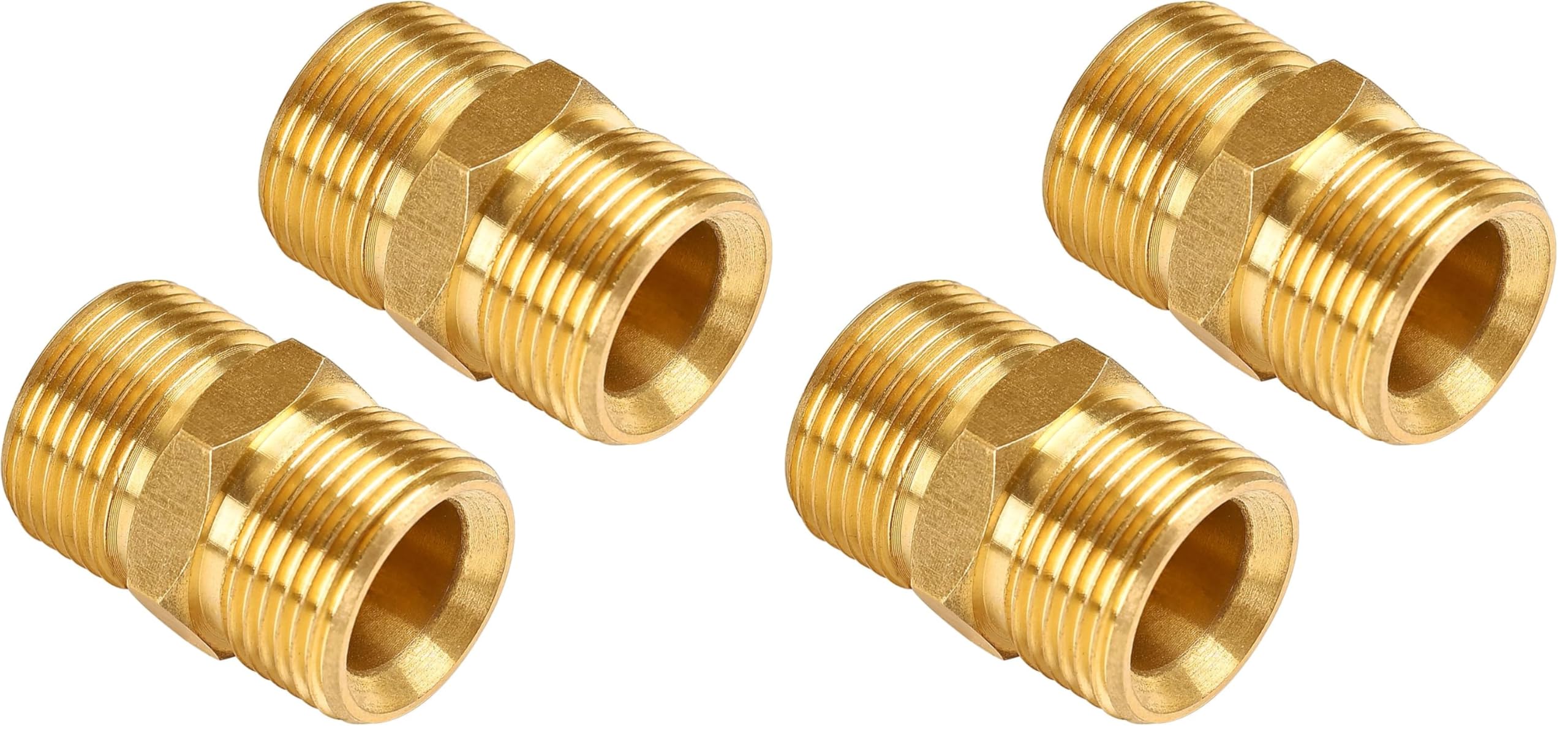 YAMATIC Pressure Washer Hose Connector, Solid Brass Double M22-14mm Male Coupler, Pressure Washer Hose Extension Adapter Fitting, 5000 PSI 2 PCS (Pack of 2)