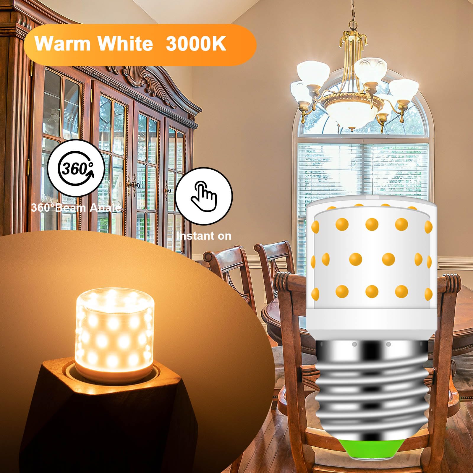 TZHILAN E27 LED Warm White Bulb 6 W 3000 K, 806 LM Replacement for 75 W Halogen Bulbs - Image 4