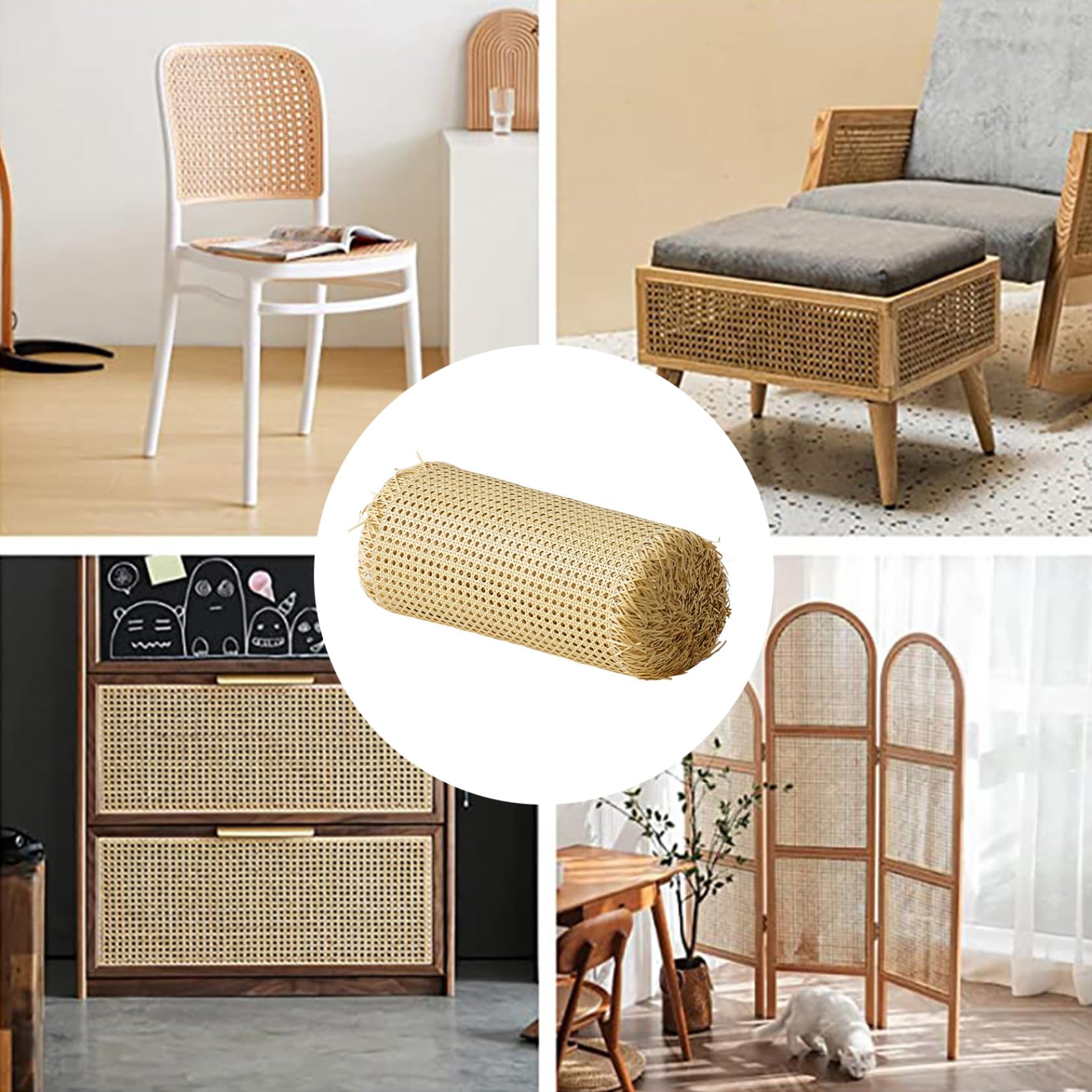 Rotolo di Rattan Canna di Plastica Rotolo di Fettuccia In Rattan Rete Intrecciata Rete Impermeabile Sedia In Vimini Viennese Per Progetti Fai da Te 0,5x1 M