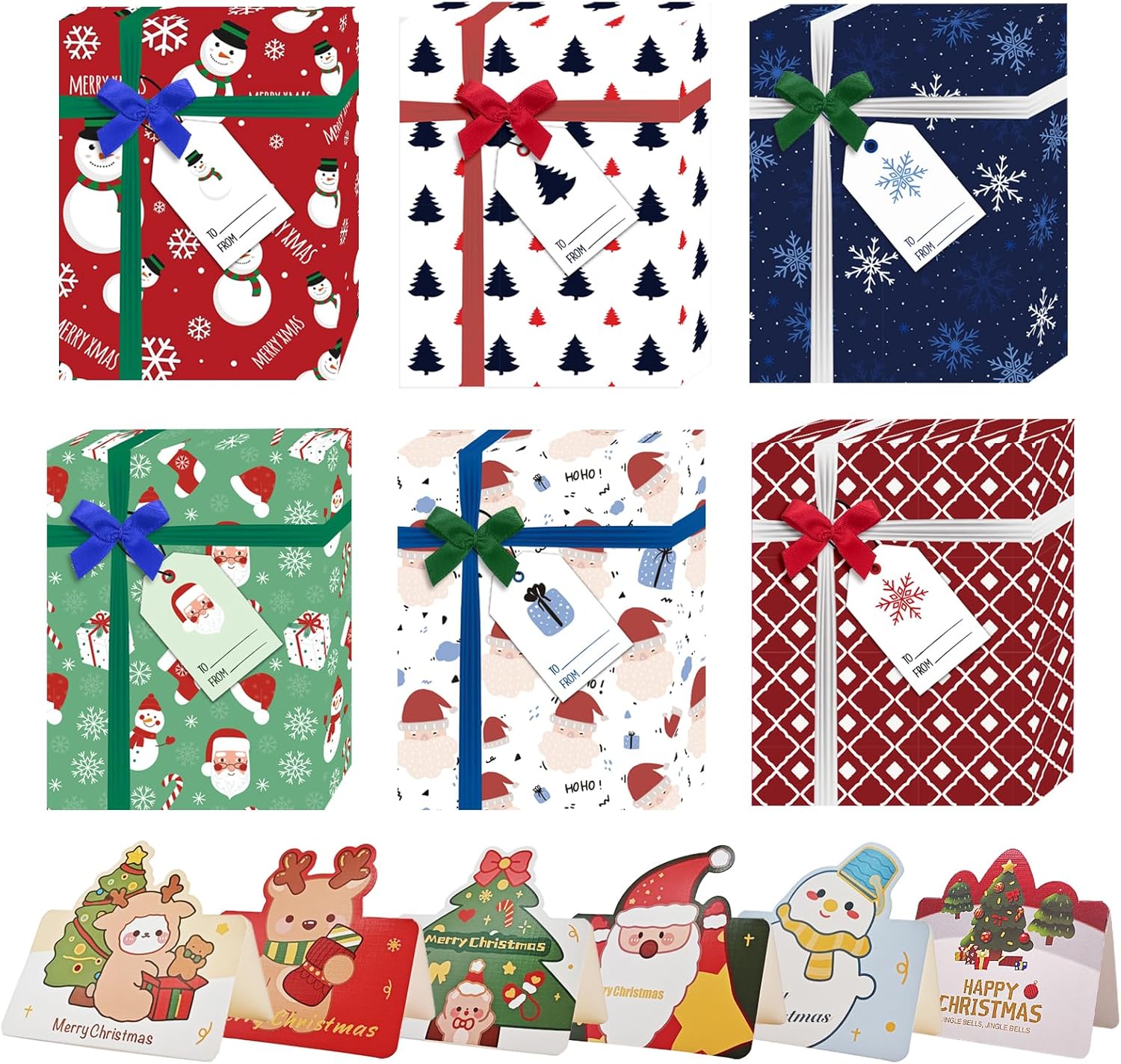 Amazon.com: Christmas Gift Card Boxes Holder with Bows and To From Tags ...
