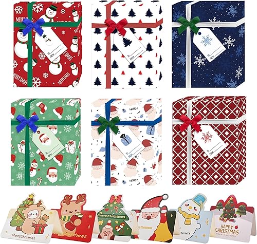 Cajas de tarjetas de regalo de Navidad con lazos y etiquetas para tarjetas de felicitación, tarjetas de regalo únicas de vacaciones, cajas de