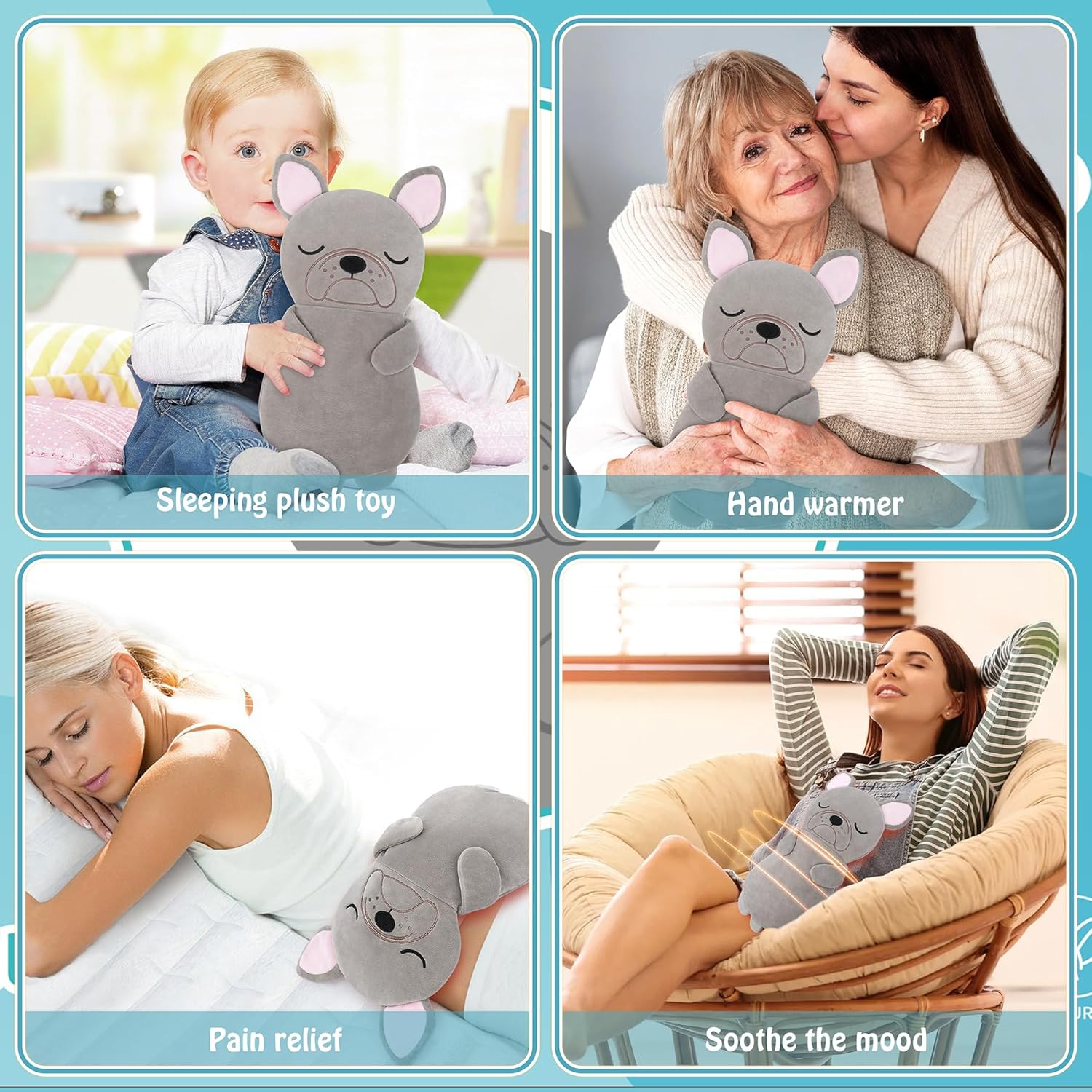 Microwave Heating Pad for Period Cramps&Pain Relief,French Bulldog Microwavable Heating Pads for Valentines,Heating Pad for Women Kid with Lavender Scented,Stuffed Animal Heat Pack for Neck Knee Back - Image 7
