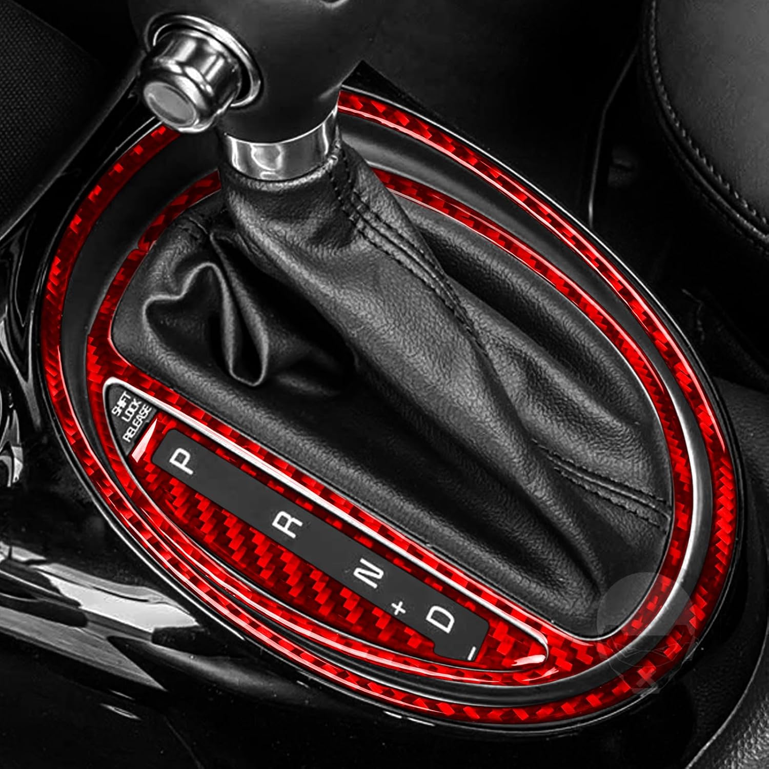 Red Real Carbon Fiber Car Center Console Automatic Gear Shifter Control Panel Decoration Kit Sticker Set Compatible with Kia Soul(PS) 2014 2015 2016 2017 2018 2019 Auto Interior Accessories