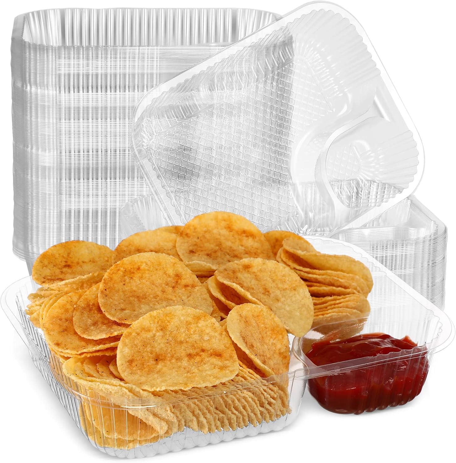 Roshtia 200 Pack 22 oz 6 x 8 Inch Plastic Nacho Trays Large Disposable for Movie Night Snack Concession Stand Supplies Serving Trays for Party Cheese Food Container