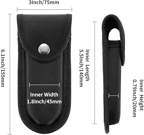 Miniatura 2 de 2 fundas de nailon para cuchillos de bolsillo, bolsa multiherramienta de 5 a 5.5 pulgadas, funda plegable para cinturón de cuchillo con cierre a