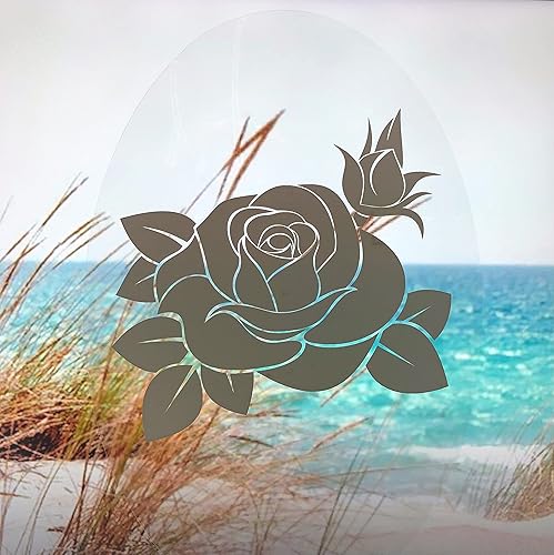 Miniatura 3 de DCentral® Rose - Vinilo decorativo para ventana "Grabado" de vidrio adhesivo – 8" x 12" Objetos son opacos - Fondo es transparente