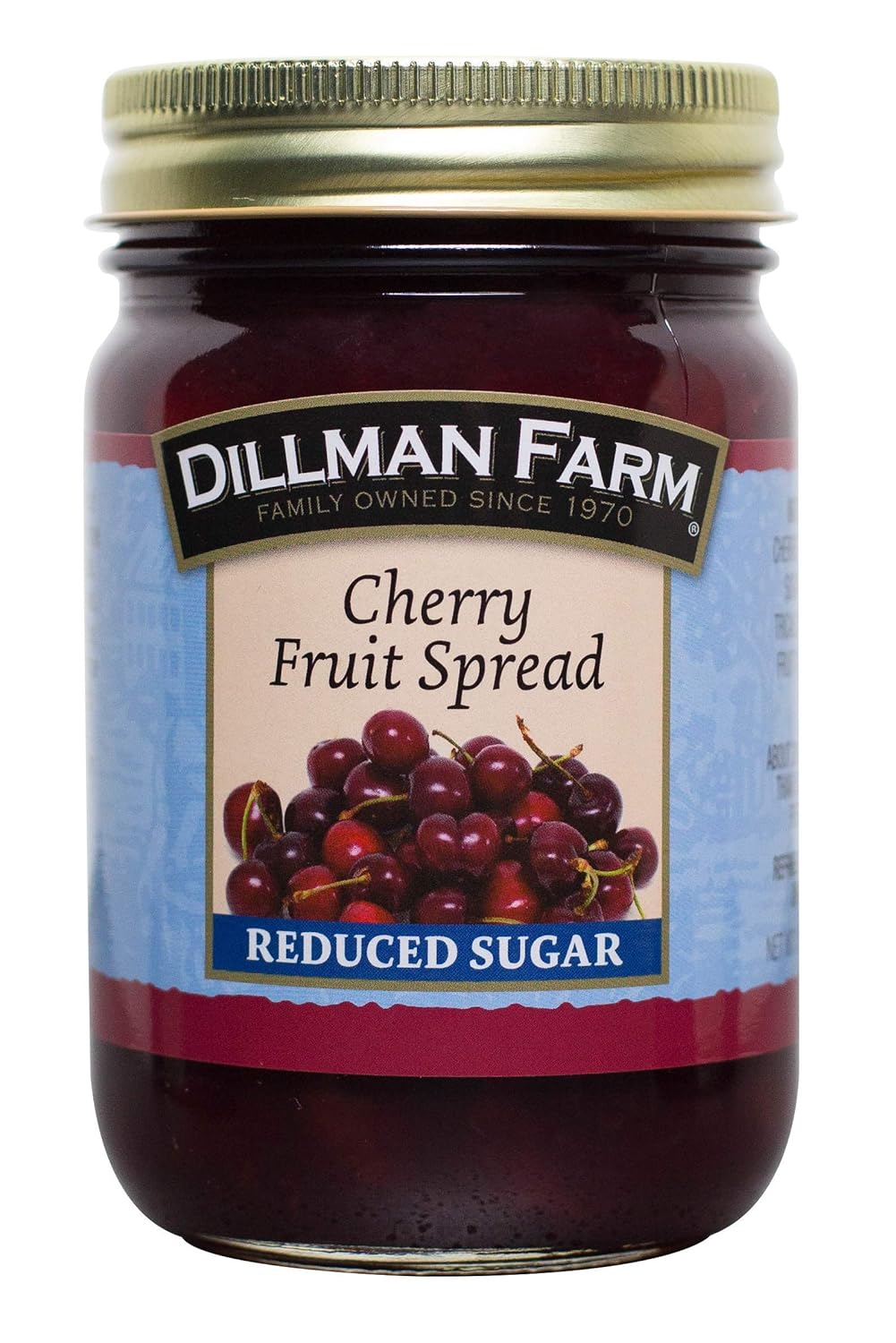 Dillman Farm All Natural Reduced Sugar Cherry Preserves - Gluten-Free, Non-GMO, Vegan, Kosher, Eco-Friendly, Preservative Free, Corn Syrup Free - Made in USA, 15oz (Pack of 6)