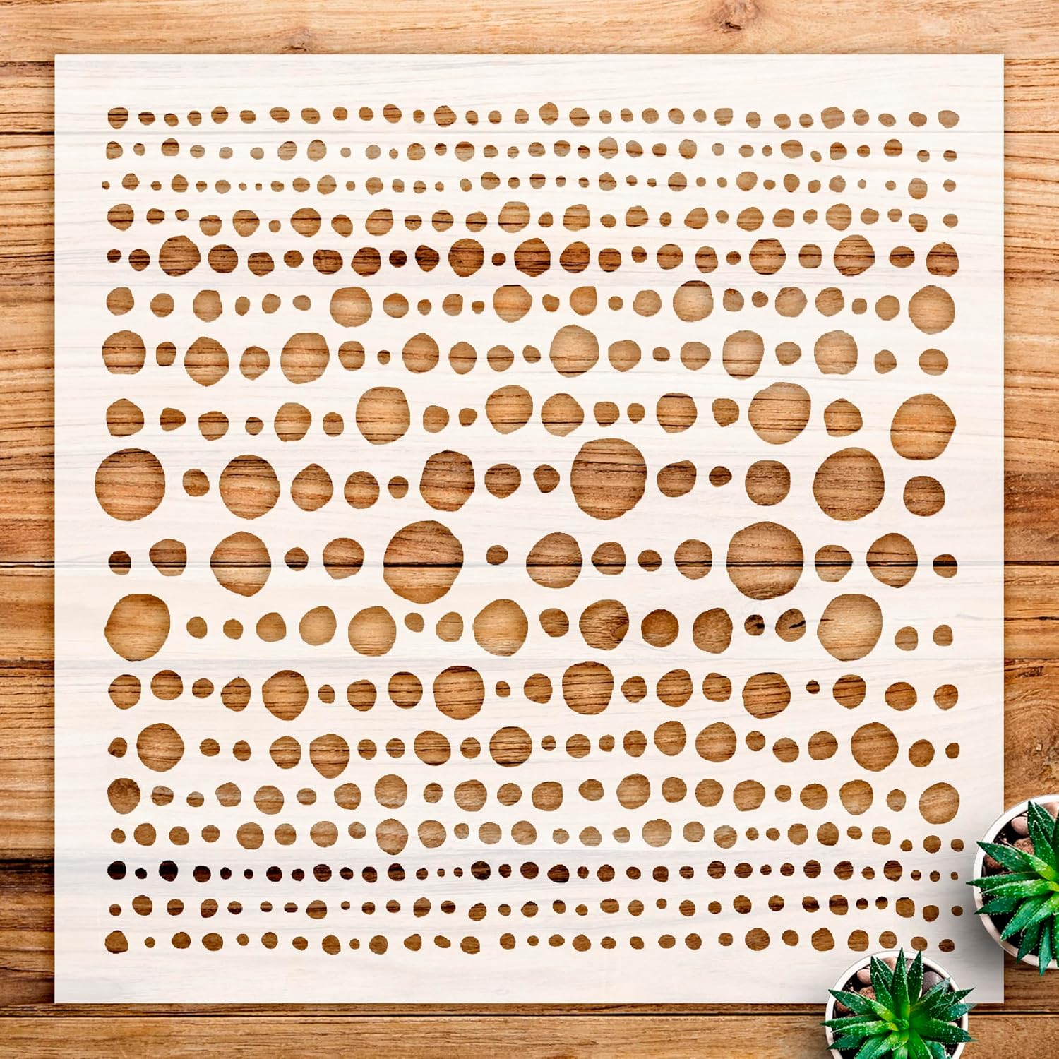 Hand Drawn dots Stencil Pattern for Walls and Crafts, Reusable Mylar Template, Ideal for DIY Boho Decor and Creative Projects - Size A2 (16.5" x 16.5")