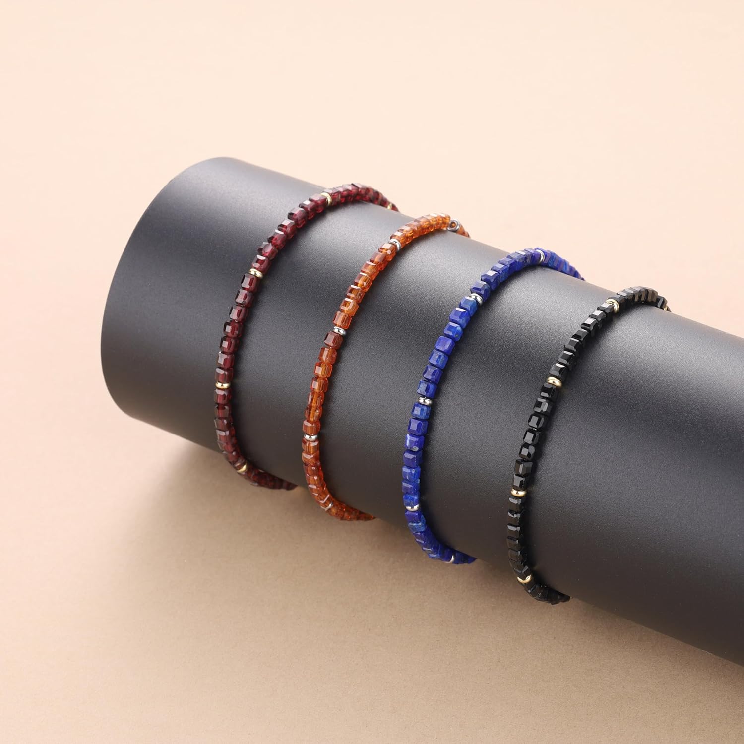 GAVU Beaded Bracelet for Women, Square Gemstone Crystal Bracelet for Women 3mm - Image 5