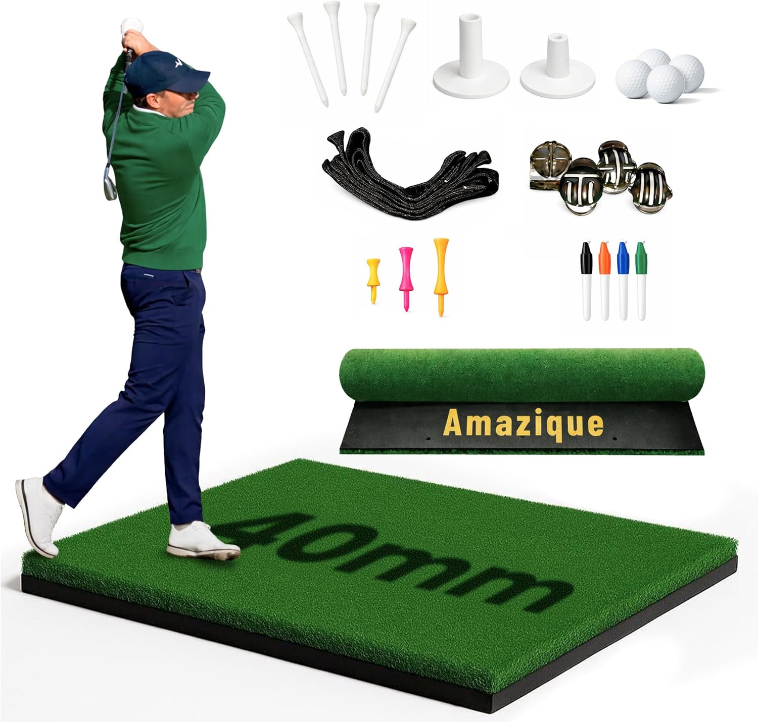 5×4 Golf Hitting Mat, Non-Slip Hitting Mat, 31mm, 36mm, 40mm Thick, PGA Pro Trusted Indoor & Outdoor Golf Practice Mat with Training Kit