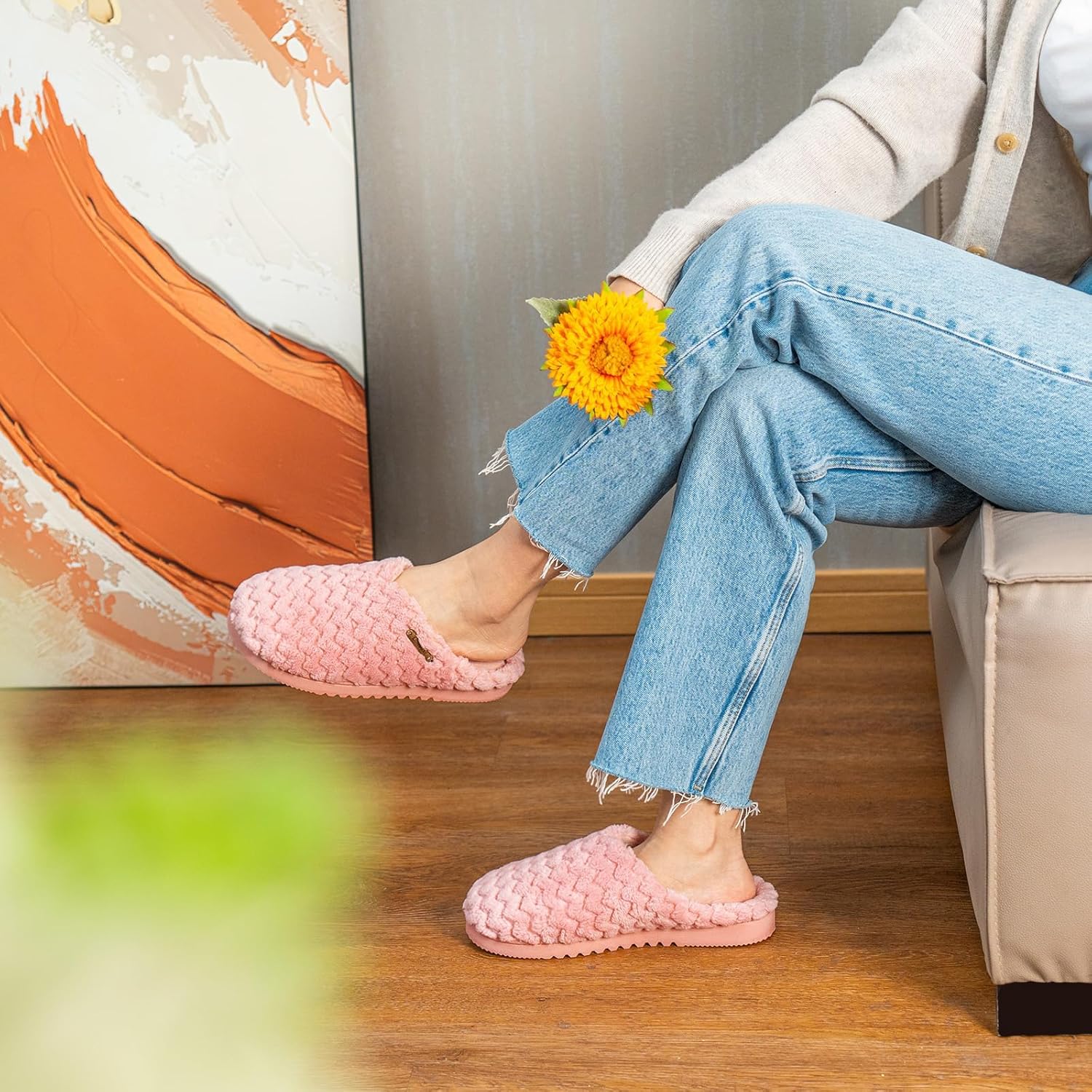 LongBay Women’s Soft Flannel Memory Foam Slippers Slip on House Shoes Indoor Outdoor 3 81Mf3E3ph3L. AC SL1500