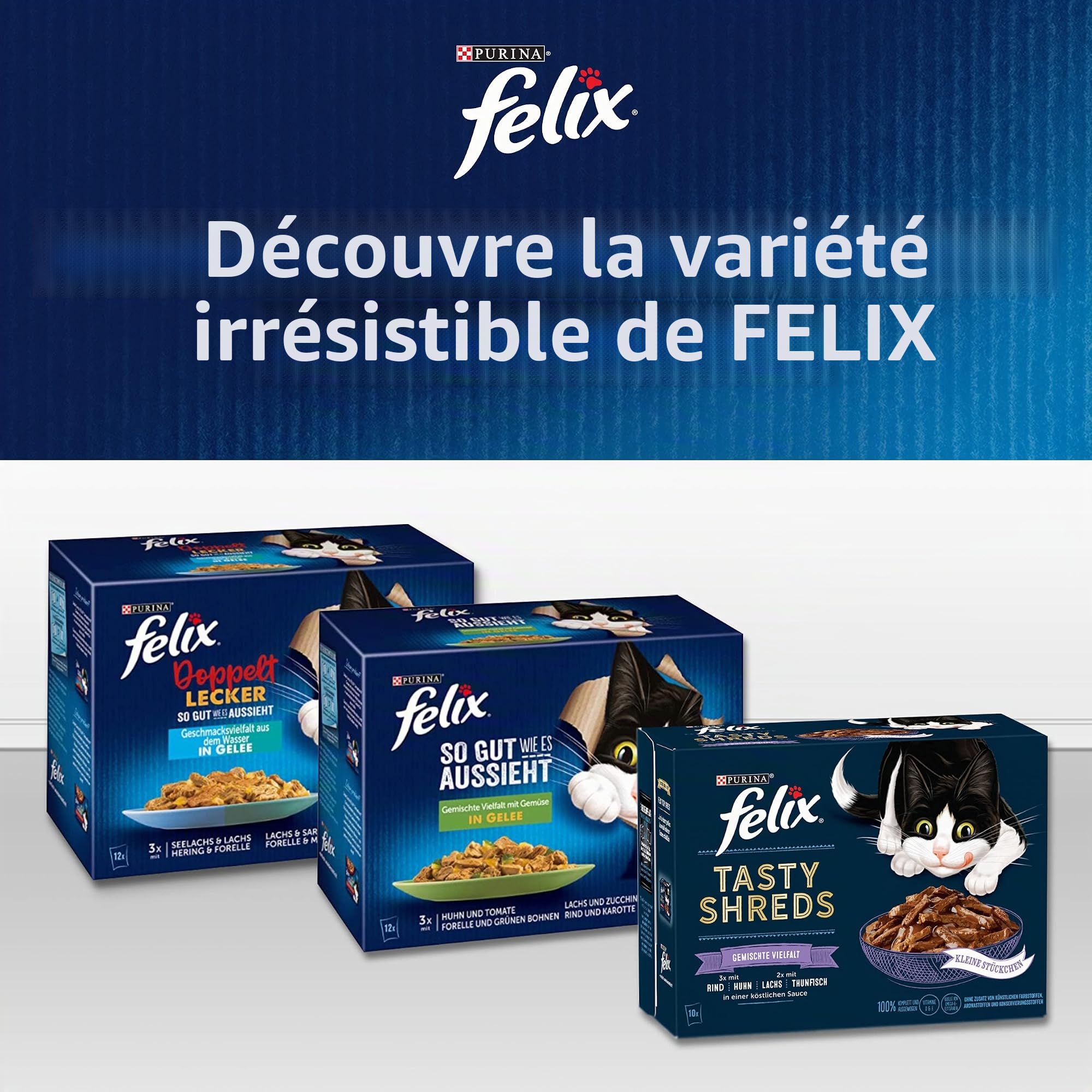Felix Sensations Extras Nourriture Humide pour Chat en gelée, mélange de variétés, Lot de 4 (4 x 24 sachets de 85 g)