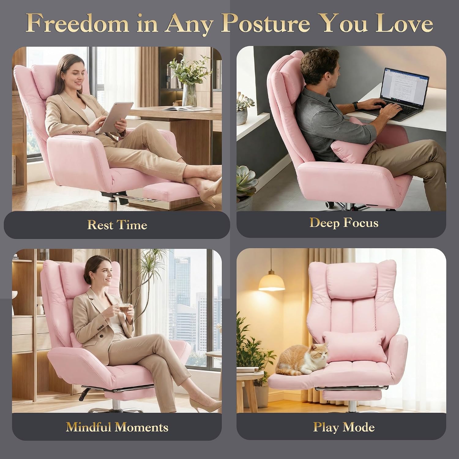 High Back Criss Cross Office Chair with Foot Rest & Flip Armrests | Big and Tall Criss Cross Gaming Chair, PU Leather Ergonomic Home office Computer Desk Chair, 155°Reclining with Lumbar Pillow thumbnail
