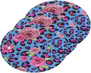 Roses Blue Leopard Skin Sponge Dish Sponge 3 Pcs Kitchen Sponge Handy Sponges Cellulose Sponges for Cleaning Kitchen and Household