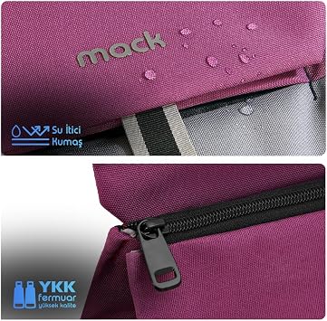 Mack Zen Eco MCE-1303 Sırt Çantası - Macbook Çantası, Hırsızlığa Karşı Koruma, Küçük, Mini, 13-14 inç Laptop, Günlük ve İş Kullanımı, Şık Tasarım, Üniversite ve Okul İçin, Bordo Gri