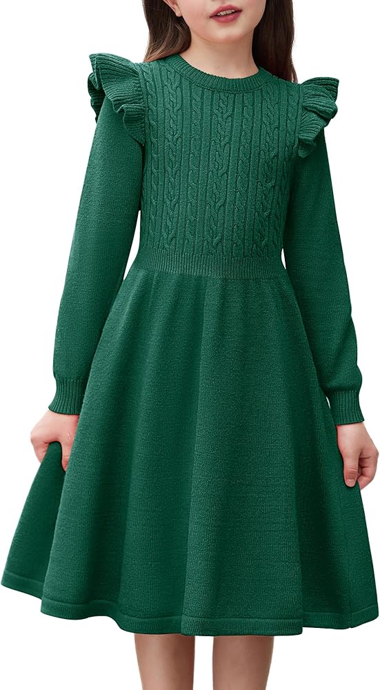 Amazon.com: Arshiner Winter Dresses for Girls Christmas Sweater Fall Long  Sleeve Midi Casual Outfits Green Size 6 : Clothing, Shoes & Jewelry