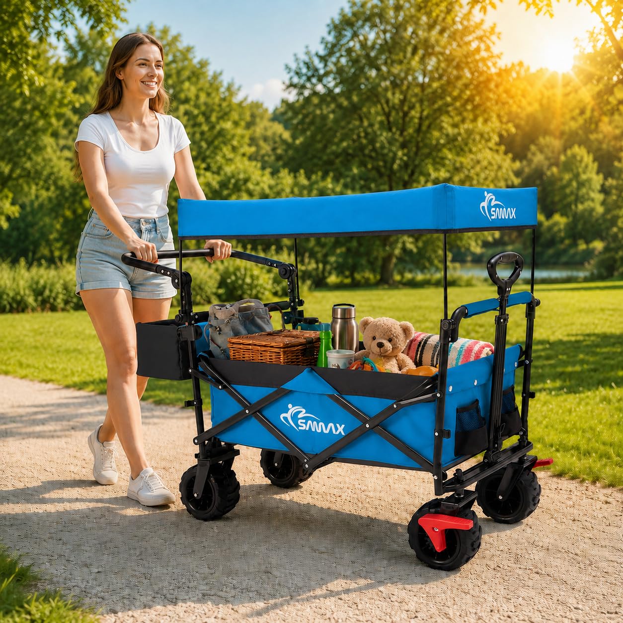 SAMAX Chariot de Transport à Main Pliante Offroad - Noir / Gris | MA Trading | Buy it Smart
