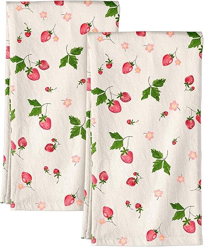 Miniatura 18 de Juego de toallas de cocina de saco de harina - Juego de 2 toallas de cocina de primavera con asa para colgar 18x26 pulgadas, paños de algodón Flor