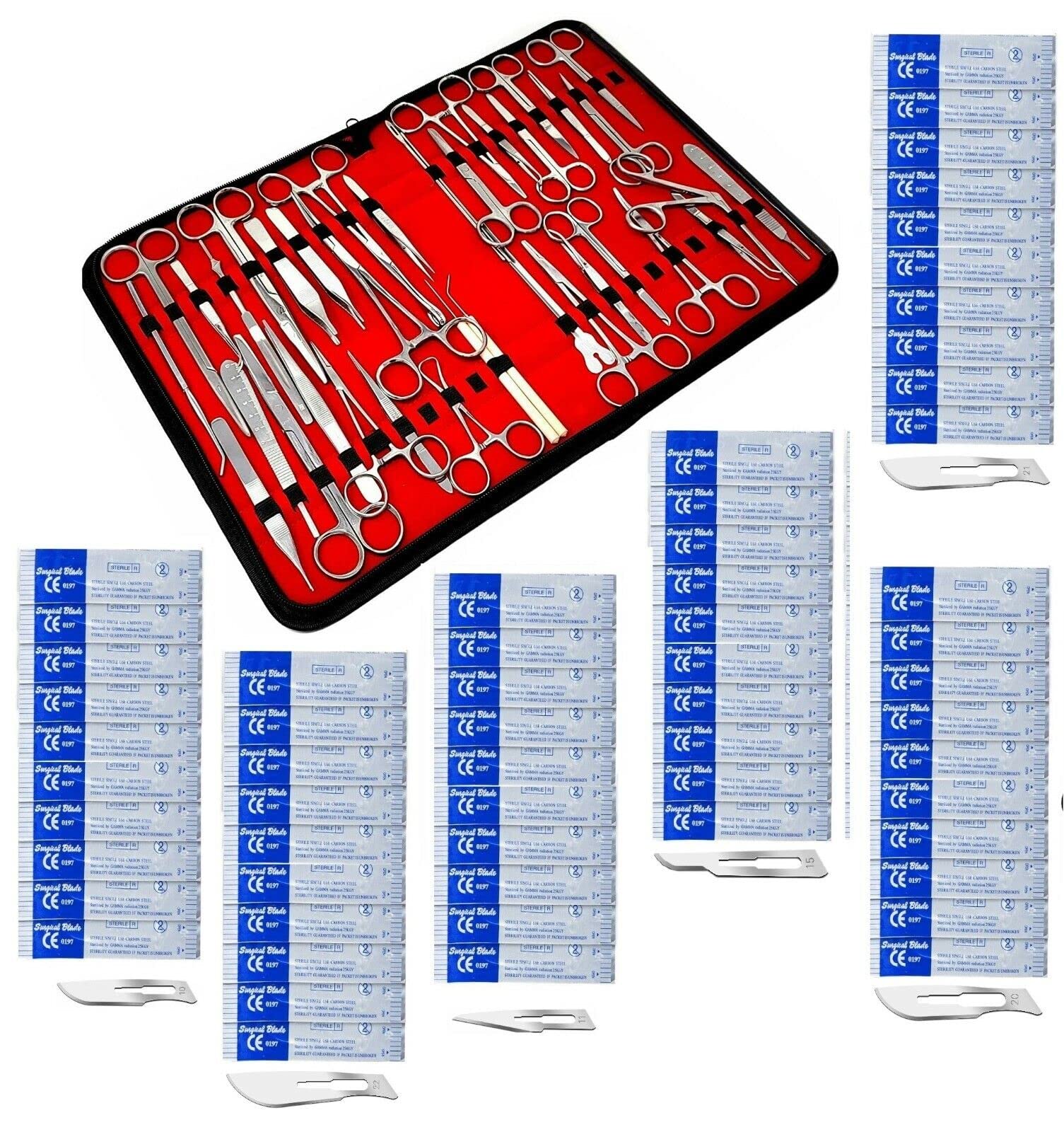 OdontoMed2011® 157 Pcs Advanced Set for Anatomy & Biology Students with 1 Scissors ! Forceps ! Hemostat-! Blades - Case - Lab Veterinary Botany Stainless Steel Set for Frogs Animals Etc — Amazon image 3