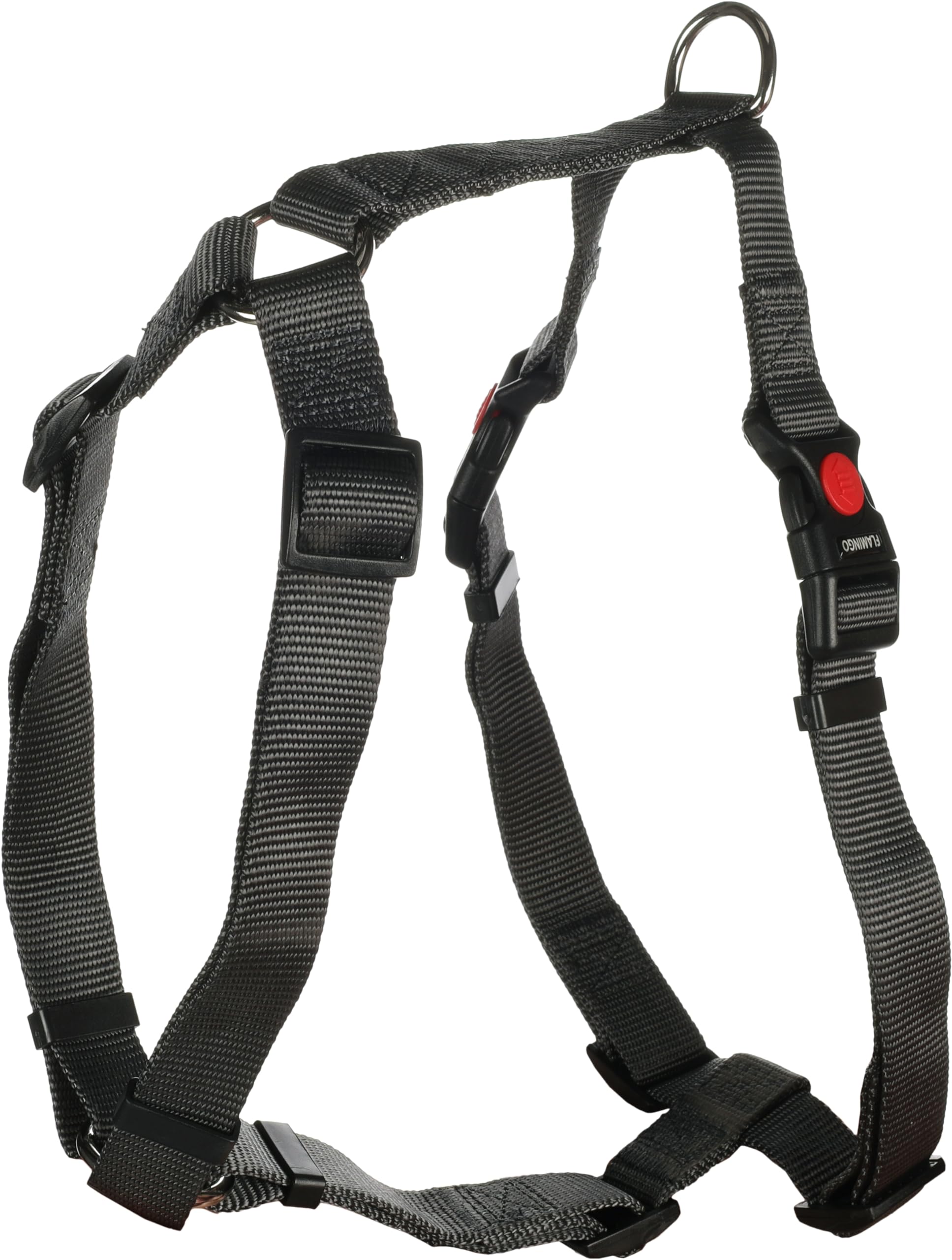 Flamingo Dog Harness H-shape Ziggi Dark grey L 60-85cm 70-100cm 25mm