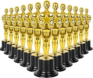 Plastic Gold Star Award Trophies 24 Pack 6 Inch Tall Golden Statue Award...