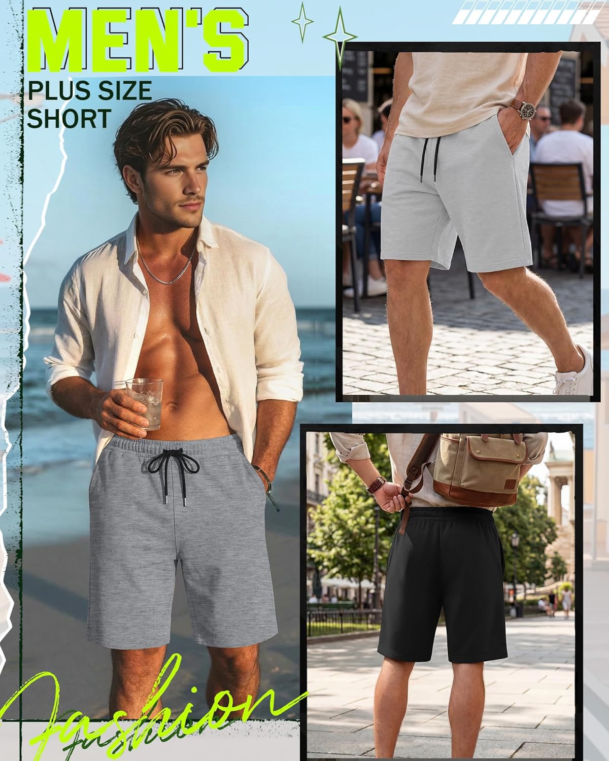 Evervibe 4 Pack Big and Tall Men's Sweat Shorts Athletic Plus Size Shorts with Pockets 9" Drawstring Casual Baggy SweatShorts