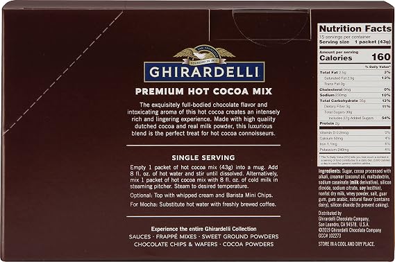 Ghirardelli Premium Hot Cocoa Envelopes, Rich chocolate, 22.7 Ounce (Pack of 15)