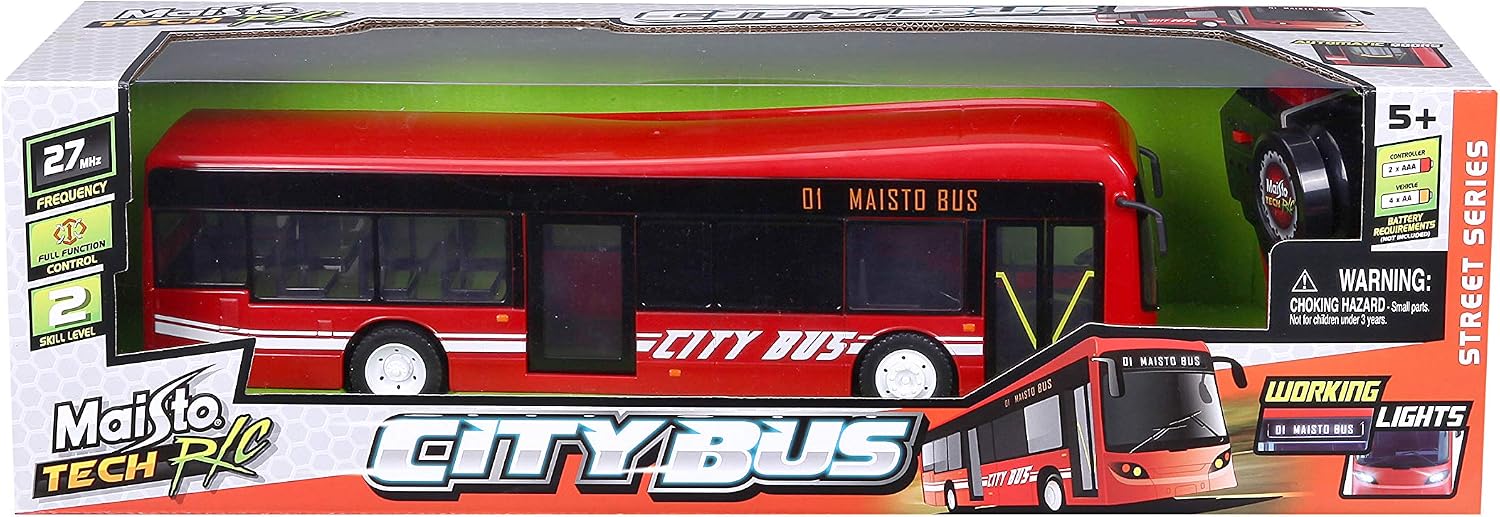 Fеаturеd Prоduсt Maisto M81481 1/50-BUS Urbain-Phares lumineux Portes ouvrantes RC City Bus, Aléatoire Bleu Et Rouge