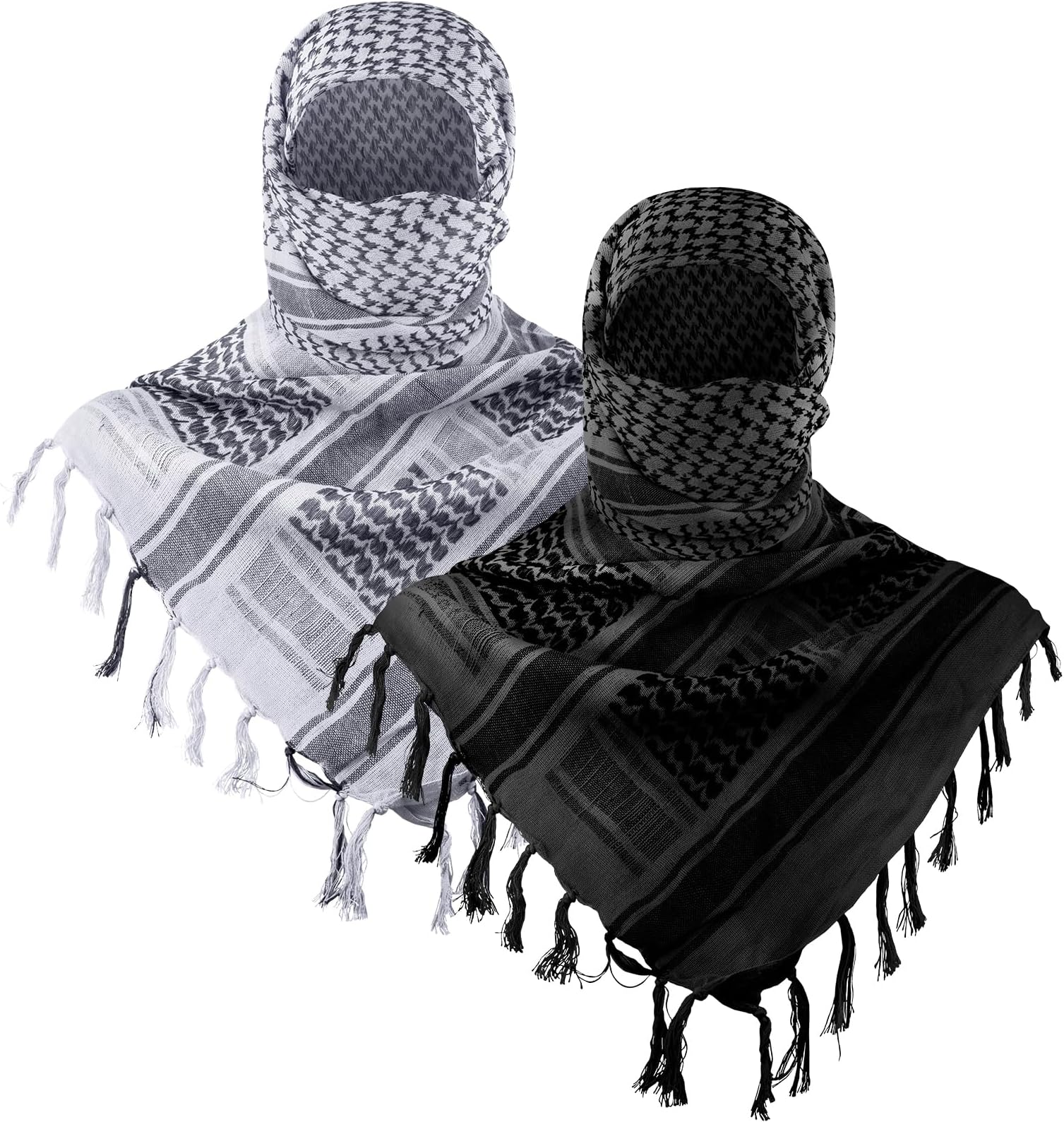 Military Shemagh Tactical Desert Scarf, 100% Cotton Keffiyeh Neck Head Scarf Wrap for Men Women