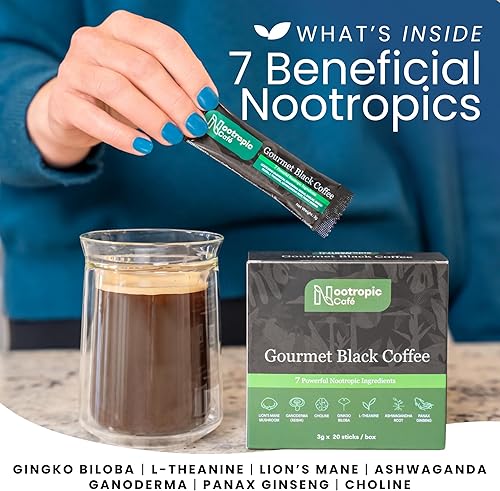 Miniatura 2 de Café de hongos que estimula el cerebro  Melena de león, Ginkgo Biloba, Ashwagandha, L-teanina, colina  Apoyo para el enfoque y el estado de ánimo