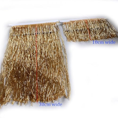 Miniatura 4 de Labellezalady Cinta de vidrio con cuentas de champán plateado, dorado, rojo, verde, de 46812 pulgadas de ancho, ribete de flecos, 1 yarda de largo